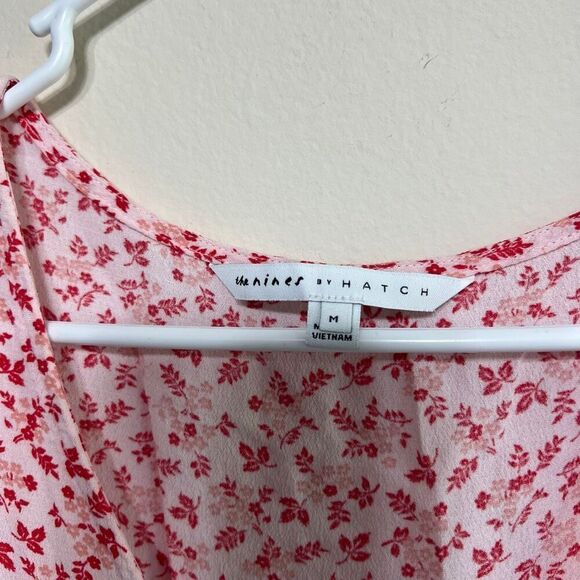 The Nine by Hatch Pink Floral Maternity Shirt Medium Short Sleeve - Picture 2 of 6